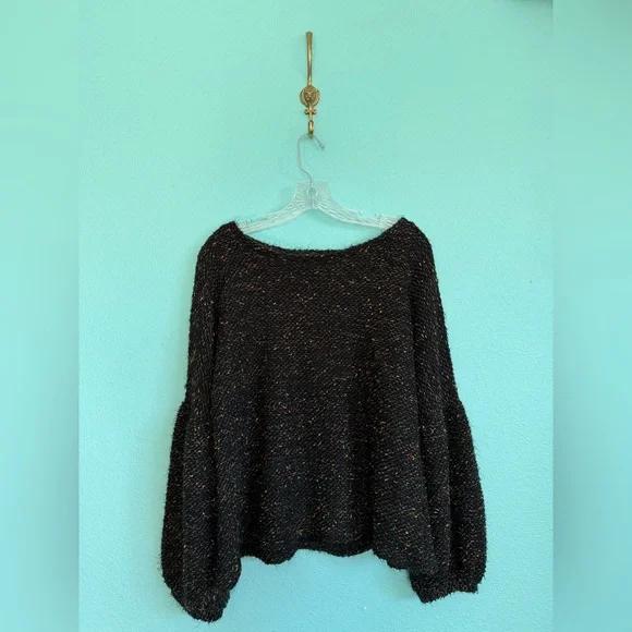 Anthropologie Blue Tassel Balloon Sleeve Sweater, Black/Multi - Picture 6 of 6